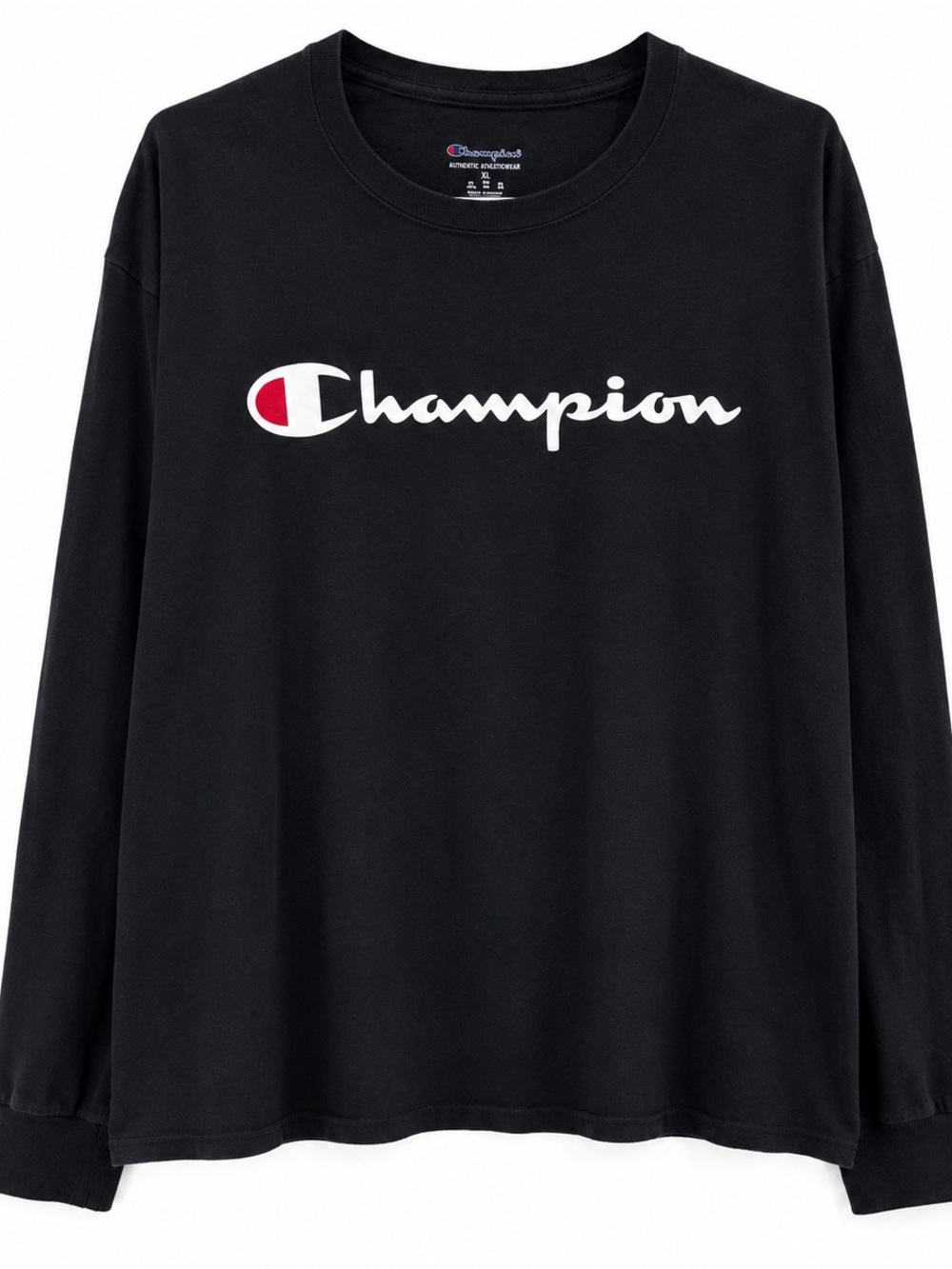 Champion Black Script Logo Long Sleeve T-Shirt Men’s XL